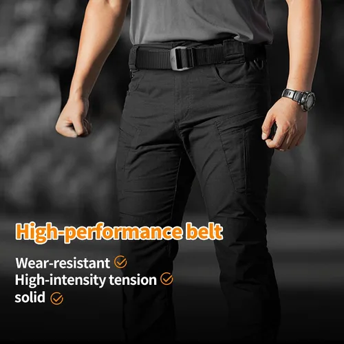 Vista 2 de Cinturón de nailon para hombre, cinturones tácticos, cinturón de lona transpirable con hebilla