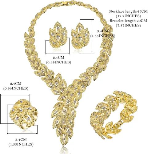 Vista 3 de MOOCHI - Juego de collar y aretes con cadena de cristal chapados en oro y plata para mujer africana india