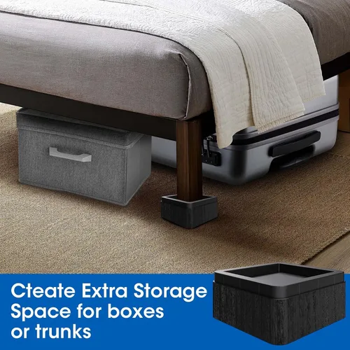 Vista 3 de MYMULIKE elevadores de cama de 2 pulgadas, elevadores de muebles ajustables de 2-4-6 pulgadas, elevadores de cama para cama de dormitorio