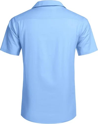 Vista 4 de COOFANDY - Camisas hawaianas de algodón y lino, florales, tropicales, con botones para hombre