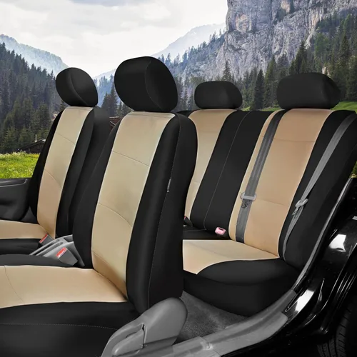 Vista 7 de FH Group Juego completo de fundas de neopreno impermeables para asiento de automóvil, de tres filas y 7 plazas, listas para bolsa de aire