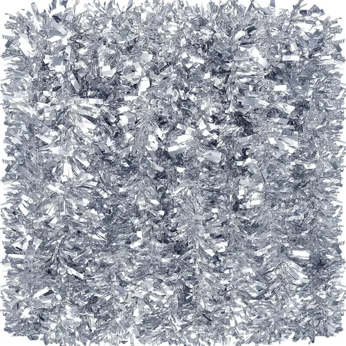 Vista 12 de Dingion Guirnalda de oropel de Navidad de 59 pies, adornos metálicos para colgar con purpurina para árbol de Navidad, decoración de interiores