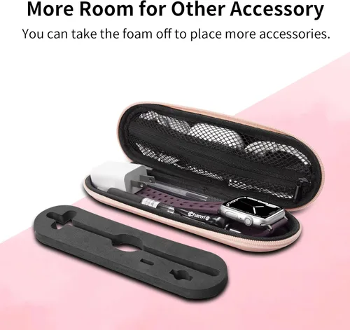 Vista 6 de TITACUTE Funda de transporte para Apple Pencil Funda de transporte de espuma dura con cremallera a prueba de golpes Funda protectora para Apple Oro