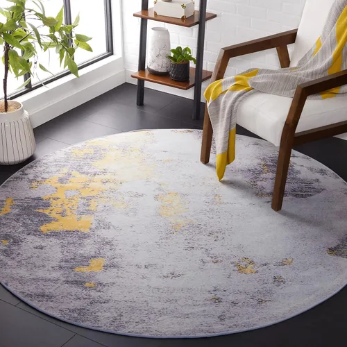 Vista 10 de SAFAVIEH Alfombra lavable Tacoma Collection – 2 pies 6 pulgadas x 4 pies, gris y dorado, antideslizante y fácil de limpiar, ideal para entrada