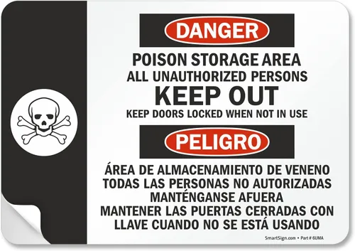 Vista 9 de SmartSign Letrero bilingüe "Danger - Poison Storage Area" Aluminio de 7" x 10
