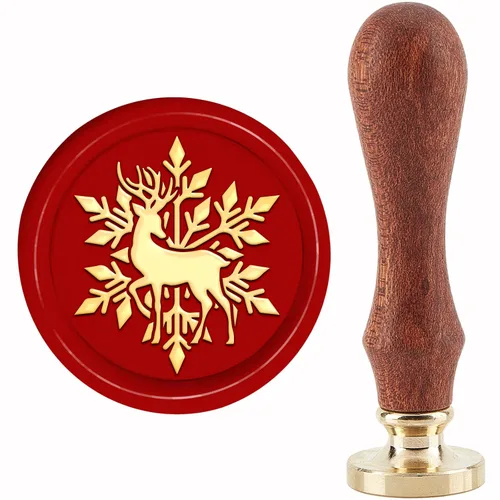 Vista 11 de CRASPIRE Sello de cera de Navidad X'Mas EVE para árbol de Navidad de 1.181 in/1.18 pulgadas, sello de sellado de cabeza de latón extraíble con mango