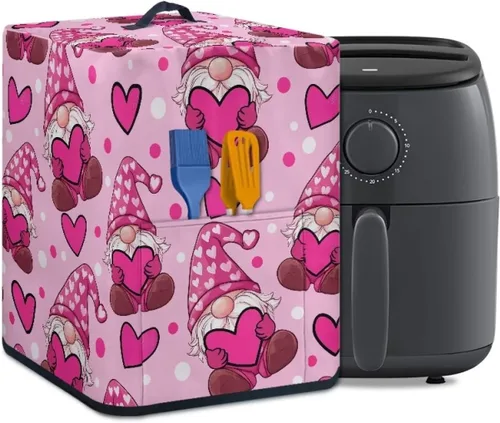 Vista 17 de Air Fryer Oven Dust Cover with Handle and Pocket, Easy Cleaning Electric Appliance Cover, Brown Flower Flor marrón (Brown Flower)