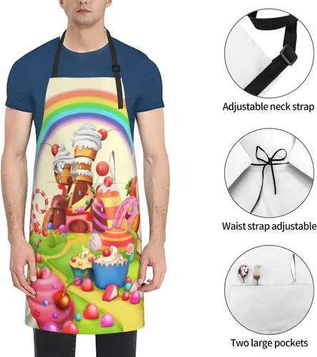 Vista 7 de Siiuuol Cute Cats - Delantal de cocina impermeable unisex con babero ajustable