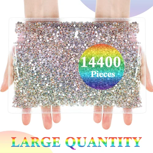 Vista 8 de Cindeer 14400 unidades de diamantes de imitación termoadhesivos de cristal de gran cantidad con parte trasera plana, diamantes de imitación
