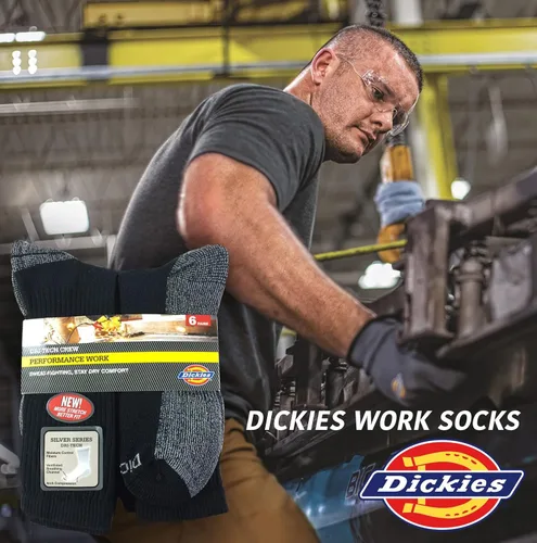 Vista 4 de Dickies - Calcetines altos con control de humedad de tecnología Dri-Tech para hombre paquete de varias