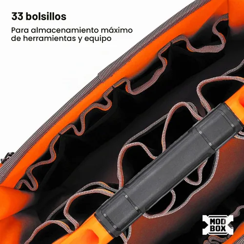 Vista 3 de Klein Tools 62202MB Bolsa de Herramientas MODbox, Parte de la Estación de Trabajo Móvil MODbox, 33 Bolsillos, Amplio Almacenamiento de Herramientas