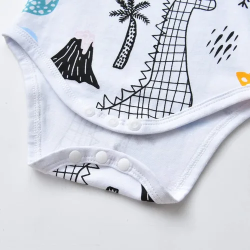 Vista 10 de Conjunto de 3 piezas de ropa de bebé recién nacido con estampado de manga larga + pantalones + sombrero