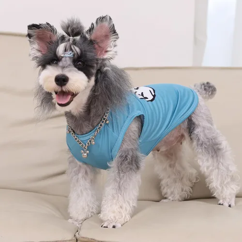 Vista 5 de CuteBone Paquete de 2 camisas para perros, ropa suave para mascotas, chaleco de verano transpirable para cachorros pequeños y ropa elástica