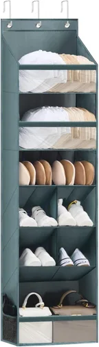 Vista 9 de Organizador sobre la puerta con 6 niveles y 11 bolsillos, organizador de puerta colgante multiusos con bolsillos transparentes, almacenamiento