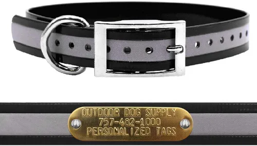Vista 16 de Outdoor Dog Supply Collar de perro con anillo en D impermeable reflectante resistente de 1 pulgada para perros medianos y grandes con placa