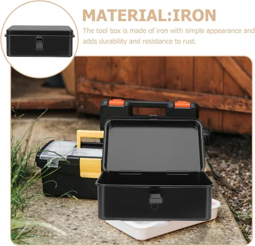 Vista 2 de Levemolo Small Portable Iron Tool Box Lockable Organizer for Home Garage Workshop Compact Rust-resistant Storage Case for Screws Nails and Small