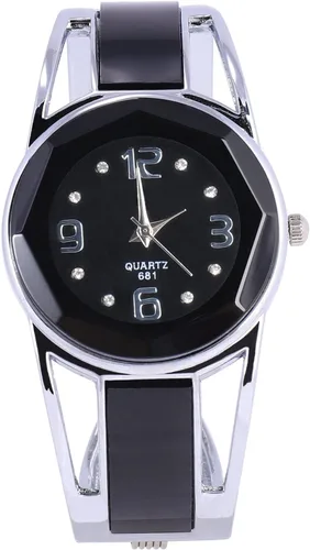 Vista 13 de ele ELEOPTION Reloj de pulsera para mujer, pulsera de cuarzo con esfera redonda de diamantes de imitación, correa de acero inoxidable, con caja