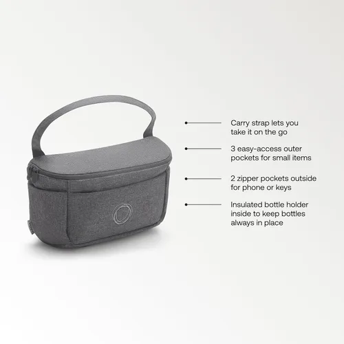 Vista 4 de Bugaboo Bolsa organizadora para cochecito, bolsa de pañales compacta con múltiples bolsillos y soporte aislado para botellas, compatible universal
