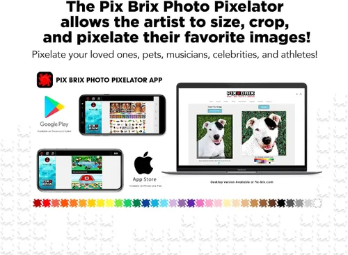 Vista 8 de Pix Brix Pixel Art Kit Puzzle Bricks – Serie Dinosaurio, Brachiosaurus – Juego de ladrillos de construcción patentado para recrear tu dinosaurio