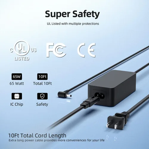 Vista 6 de Cargador de CA compatible con Asus Zenbook 14 Q407IQ Q407I Q407 Q4071 Q407IQ-BR5N4 Cable adaptador de fuente de alimentación para portátil