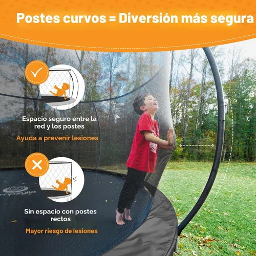 Vista 4 de Jumpzylla - Cama elástica recreativa para niños, con red de seguridad, escalera y revestimiento antioxidante, de 8, 10, 12, 14, 15 y 16 pies