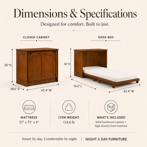 Vista 6 de NIGHT & DAY Furniture Armario doble Orion Murphy con colchón (cereza)