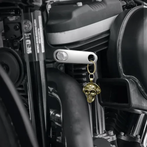 Vista 5 de Llavero de motocicleta Guardian Luck Bell Rock Skull Biker Gremlin Bell Car Llavero Accesorios con colgador de campana de motocicleta