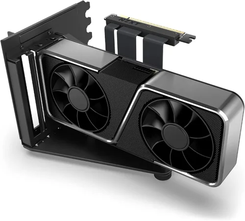 Vista 5 de NZXT Kit de montaje vertical de GPU - AB-RH175-B1-6.890 in PCIe 4.0x16 Cable elevador - Soporte de GPU - Soporte de acero resistente - Negro