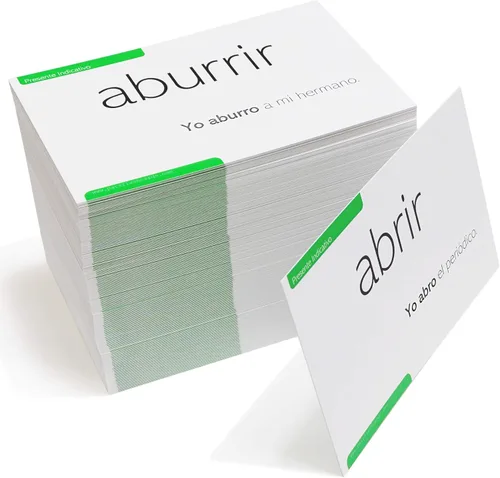 Vista 6 de 200 Tarjetas Flash de Conjugación de Verbos Españoles Presente Indicativo - Ejemplos Completos en Español e Inglés