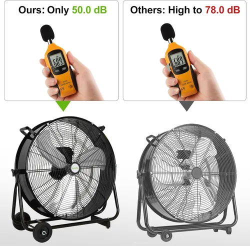 Vista 3 de hykolity Ventilador de tambor de alta velocidad ultra silencioso de 24 pulgadas, ventilador industrial resistente de 7800 CFM con motor de CC