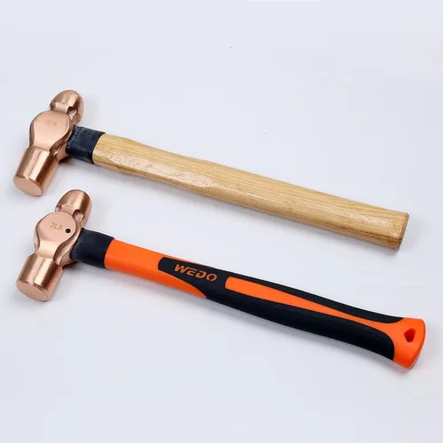 Vista 7 de WEDO Martillo de bola de cobre de 24 oz (1-1/2 libras), martillo de bola con mango de madera, longitud 325 mm (13"), forjado a presión, resistente a