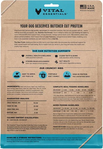 Vista 2 de Vital Essentials - Comida para perros liofilizada cruda, trocitos crujientes de carne de res Comida completa o mezcladora Comida para perros