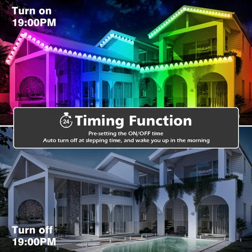 Vista 5 de FBZ Luces RGB permanentes para exteriores de 300 pies - IP67 impermeable con control remoto de aplicación inteligente, modos de escena de bricolaje