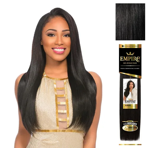 Vista 25 de Sensationnel - Cabello humano Empire Yaki, tejido sin enredos para un tejido rápido y estilo cosido para conseguir reflejos artificiales, paquete