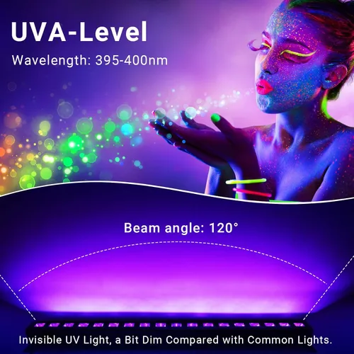 Vista 2 de Barra negra de luces, de OPPSK, cono 9 LEDs de 3 W, luz negra, negro metálico