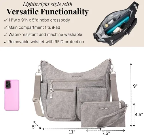 Vista 105 de Baggallini Modern Everywhere Crossbody Women 11x9x4.5 RFID Hobo Bag