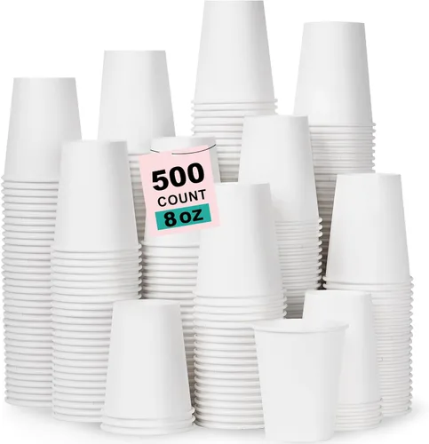 Vista 67 de Paquete de 100 tazas de café desechables de 8 onzas, tazas de papel desechables de color marrón a granel, tazas de café para té caliente, chocolate