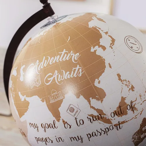 Vista 2 de Globo Terráqueo Globo de Mármol de Madera Estilo Americano Globo de Escritorio Grande Impresión HD Globo Retro Globo Decorativo Globo Decorativo