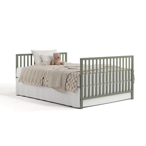 Vista 14 de Storkcraft Morningside - Cuna convertible 5 en 1, color verde oliva