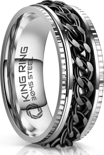Vista 12 de King Ring 8mm Super Spinner Stainless Steel Fidget Rings – Designed in USA Negro