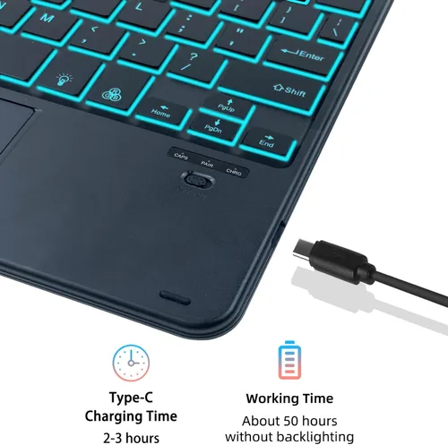 Vista 8 de EAMPANG Funda con teclado y panel táctil para Samsung Galaxy Tab A9 Plus 11 pulgadas (SM-X210/X216/X218), teclado magnético extraíble con panel