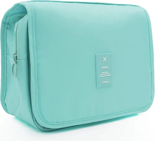 Vista 16 de Trawila Neceser colgante de viaje, bolsa de cosméticos, organizador de maquillaje para hombres y mujeres con gancho resistente, Beige, Moda