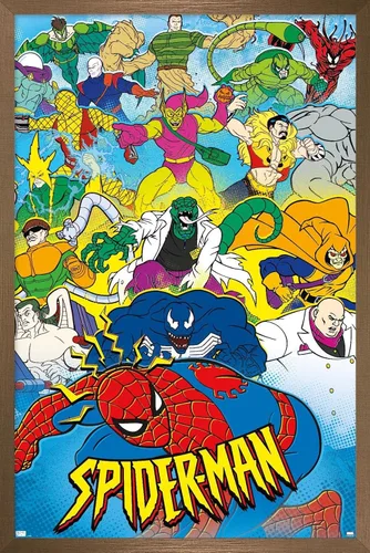 Vista 14 de Trends International Marvel Comics Spider-Man - Póster animado de pared de los años 90, 22.4 pulgadas de largo x 14.7 pulgadas, versión enmarcada