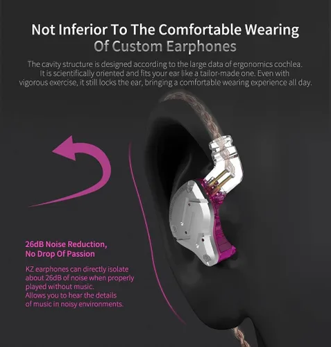 Vista 3 de Keephifi KZ ZS10 Pro - Auriculares intrauditivos, 4BA+1DD de 5 controladores, placa frontal de acero inoxidable, cable desmontable de 2 pines