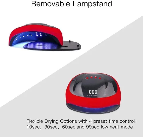 Vista 4 de Lámpara de uñas LED UV, 72 W para el hogar y el salón, secador de uñas LED para esmalte de gel con sensor automático/ajuste de 4 temporizadores