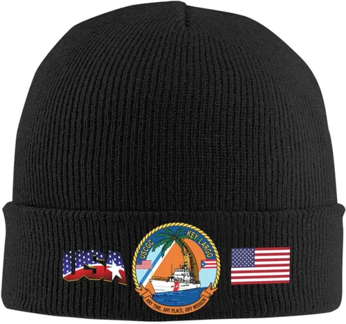 Vista 2 de Uscgc-Key-Largo Beanie Cap Skull Caps Striped Knitted Pullover Hat Winter Warm Hat