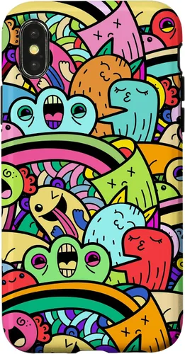 Vista 5 de iPhone 13 Monster Doodle Street Art Pattern, divertido estuche de estilo urbano