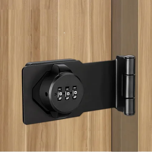 Vista 2 de VIDYSUFYR Cerraduras giratorias con contraseña, cerradura de seguridad deslizante de seguridad de 90 grados, paquete de 2 cerraduras de combinación