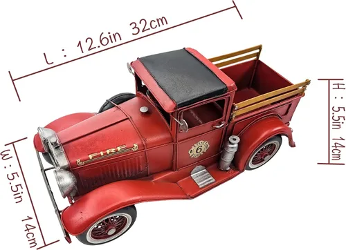 Vista 4 de Modelo clásico de hierro para camioneta roja para decoración de B