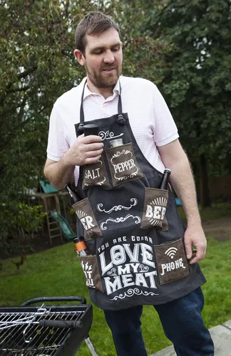 Vista 5 de Boxer Gifts Canvas Love My Meat - Delantal, color negro